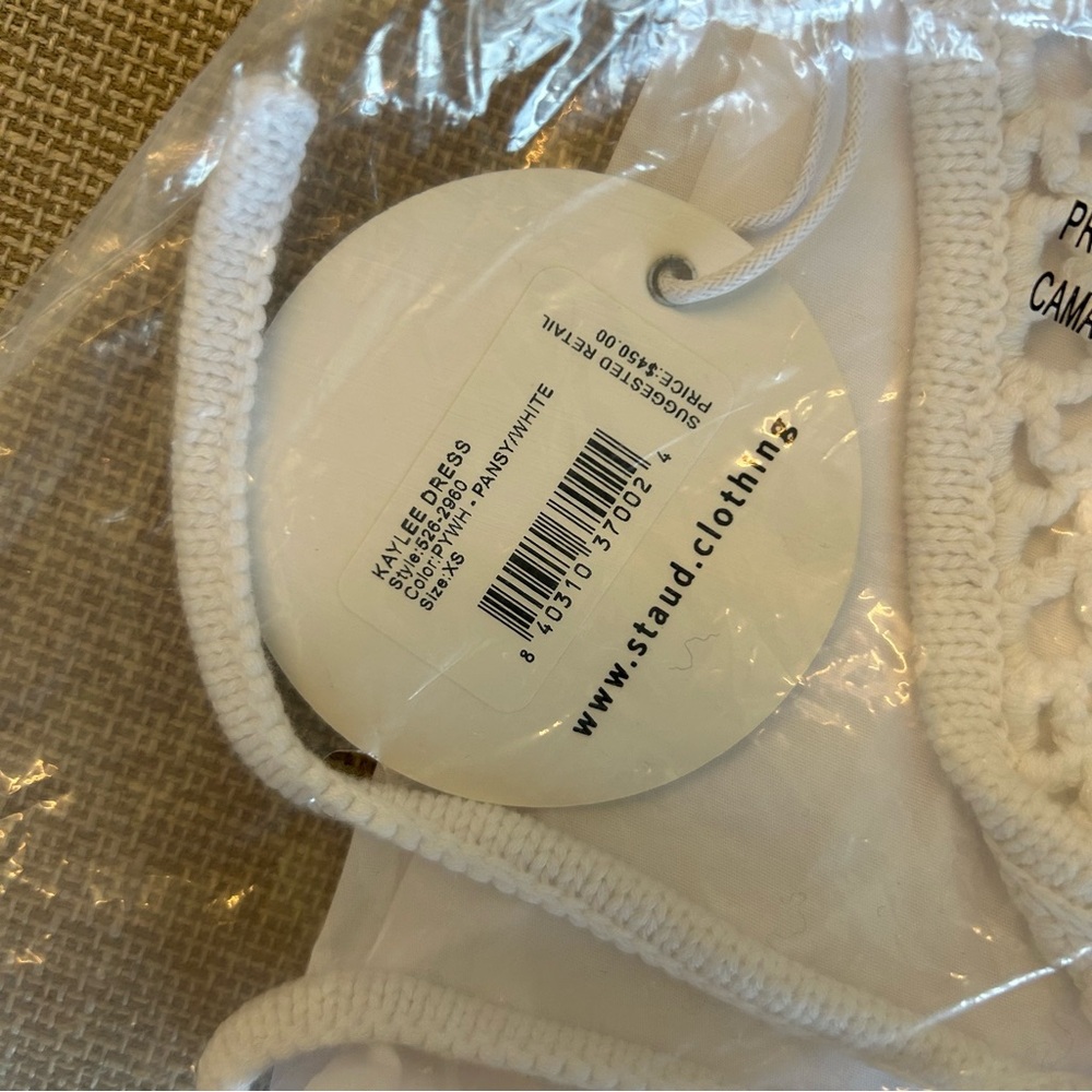 NWT STAUD Kaylee Crochet Bodice Halter Knit Midi Dress - Pansy White Beach Party - Picture 5 of 11